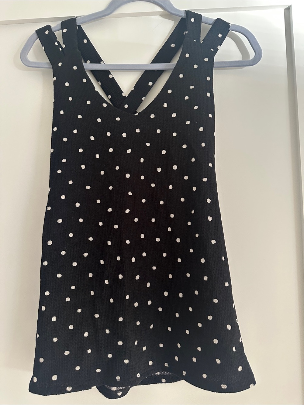 Black & White Polka Dot V-Neck Tank Top